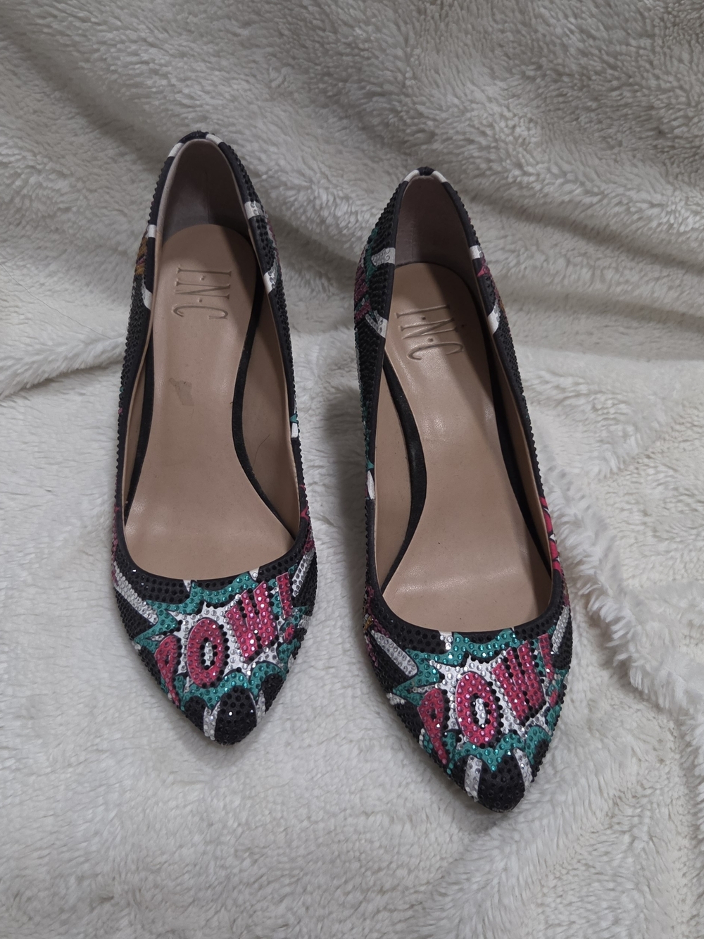 INC International Concepts Black Sequin 'Pow' Pointed Toe Flats - Black/Multi